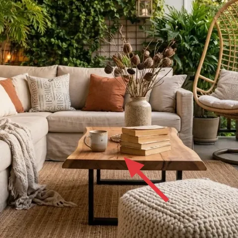 rectangular wood coffee table (light oak tone)