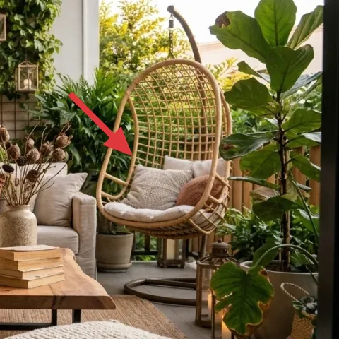 rattan hanging chair with woven seat