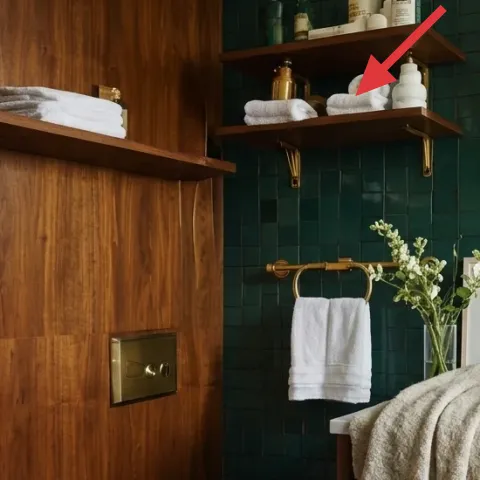 white hand towels on wall shelf