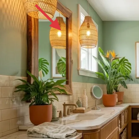 Two rattan pendant lights