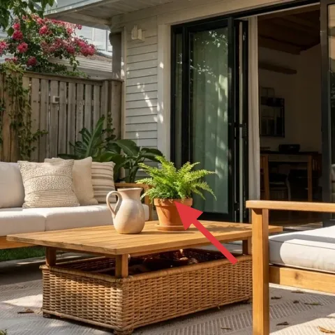 Light wood outdoor coffee table