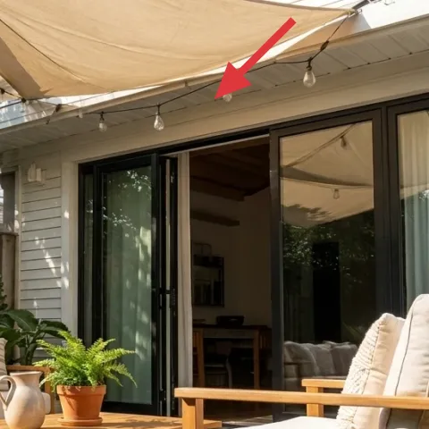 String lights with visible bulbs