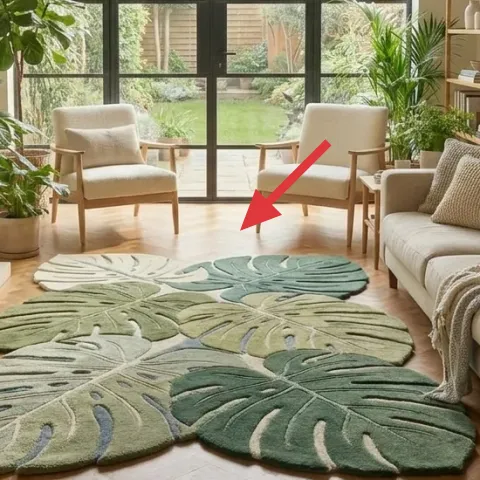 smaller sage leaf area rug (5×7 overlay)