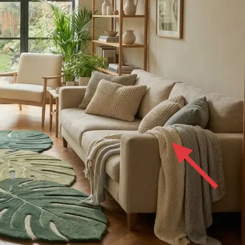 beige throw blanket draped on sofa