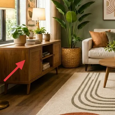 floor lamp with white drum shade (left)