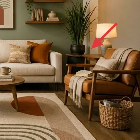 table lamp with white drum shade (right)