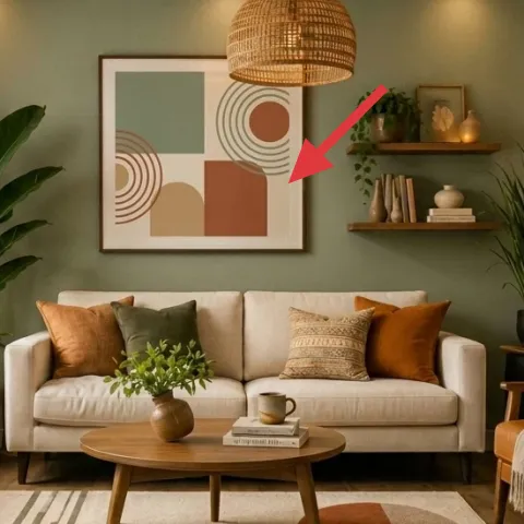 framed abstract wall art print (above sofa)