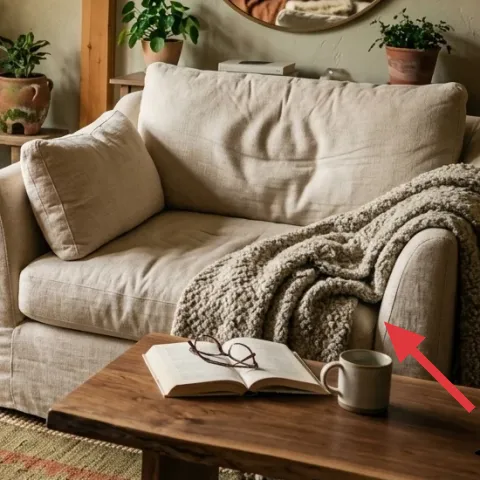 throw blanket (knit, oatmeal)