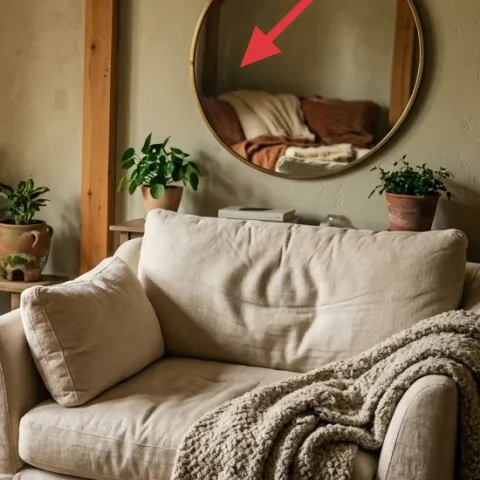 round wall mirror (brass tone)