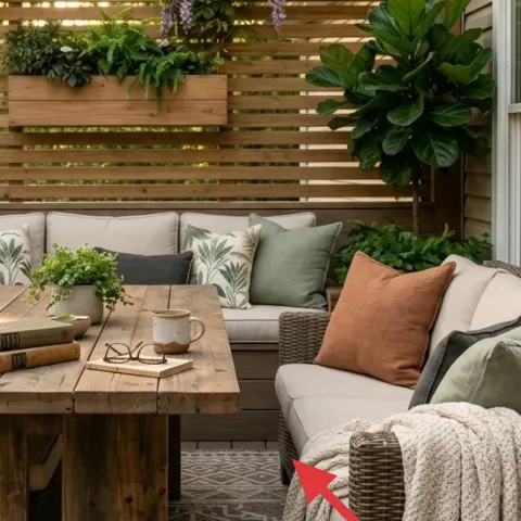 cream-and-gray outdoor rug