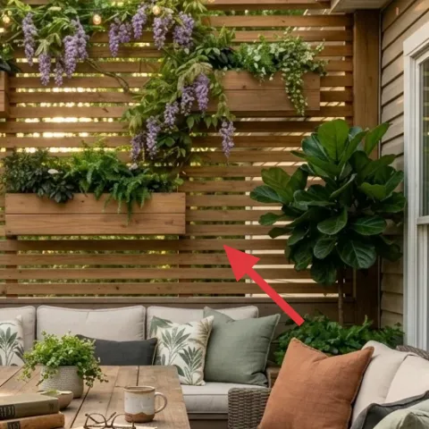 wooden slat privacy screen