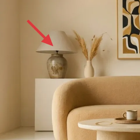 table lamp with beige shade
