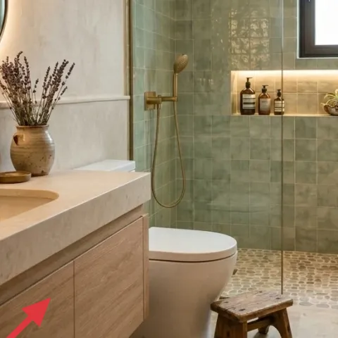 small soap dish on shower ledge