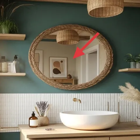 round rattan mirror frame