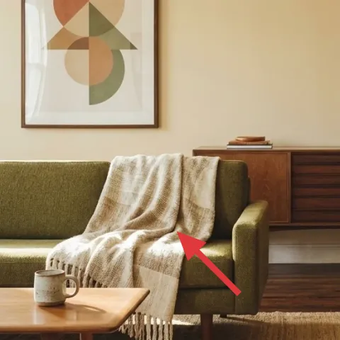 light-colored throw blanket