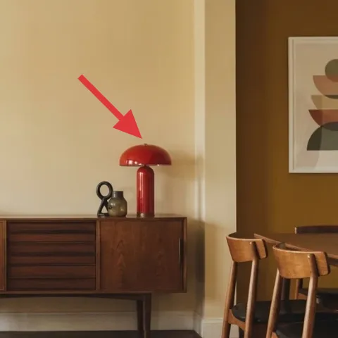red dome table lamp