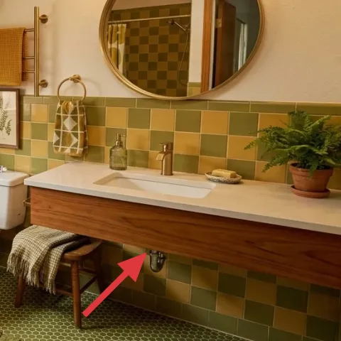 checkered cloth folded on stool