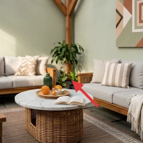 Round wicker coffee table