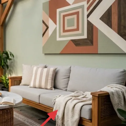 Striped pillow cover on sofa