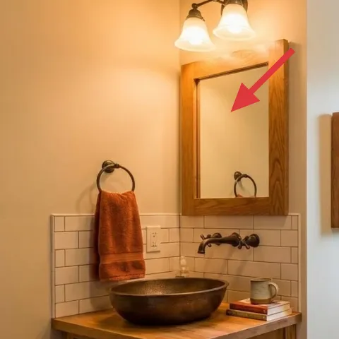 wood-framed wall mirror