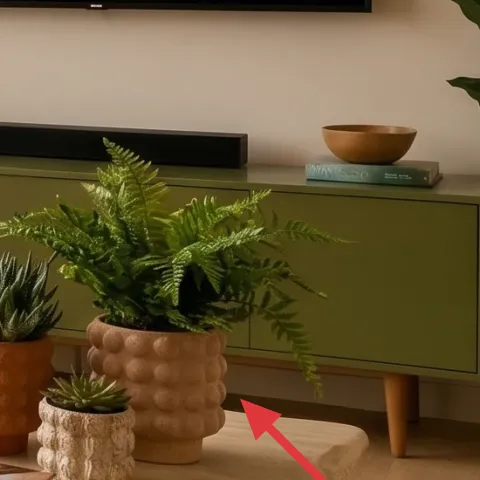 small potted plant on sideboard