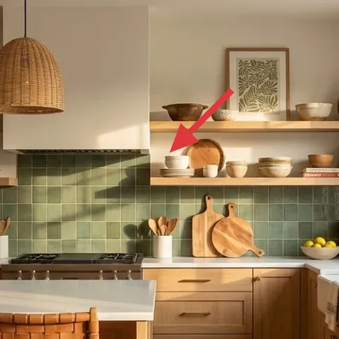 Set of end-grain wood cutting boards leaning against the backsplash