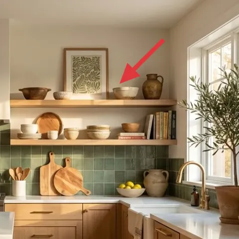 Open-shelf ceramic vignette