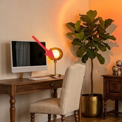 Globe table lamp with brass base