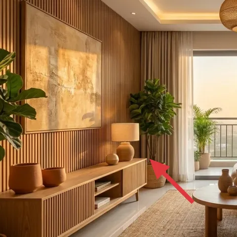 Table lamp with beige shade