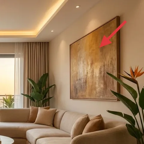 Large framed abstract artwork (right)