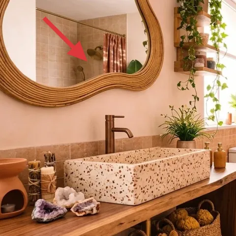 large round rattan mirror