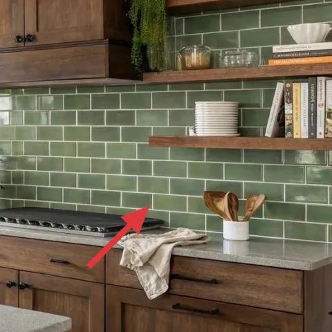 folded linen dish towel on countertop