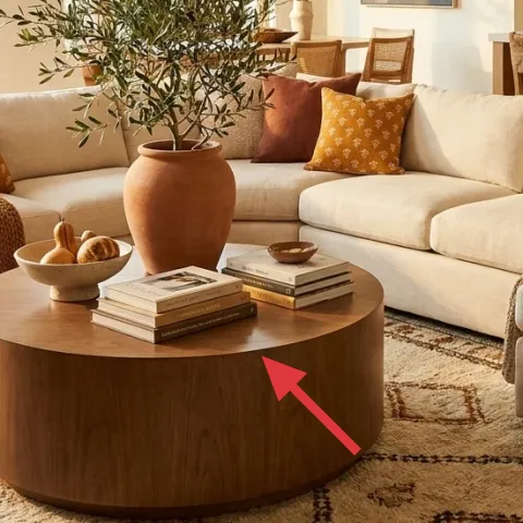 round wooden coffee table
