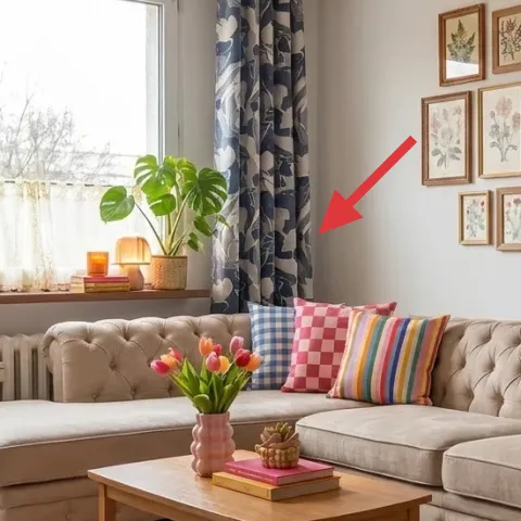 blue patterned curtains (pair)