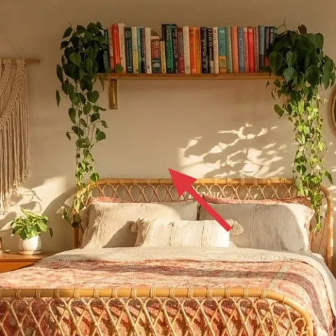 Tabletop pothos on the nightstand