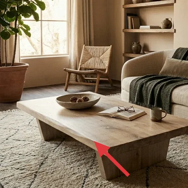 Detailed view of a cream-colored area rug with a subtle geometric pattern, providing texture and defining the living space.
