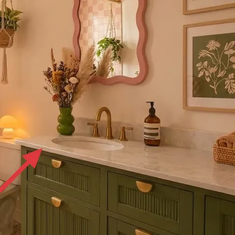 small candle jar on the vanity