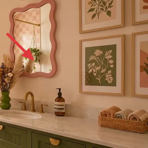wood-framed wall mirror
