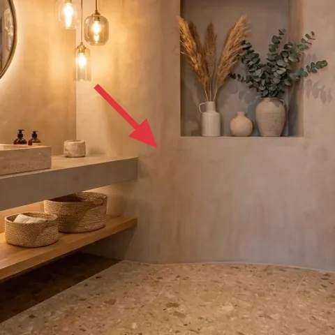 candle on vanity counter
