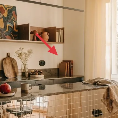 small vase with dried branches on the counter