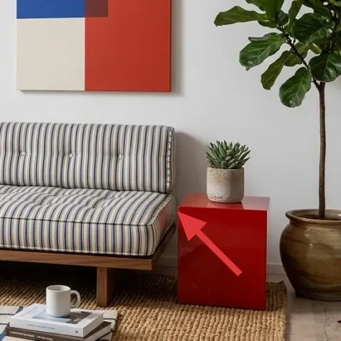 red cube side table
