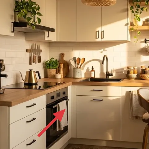hanging light-colored dish towel