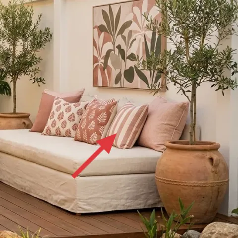 striped throw pillow (cream and pink)