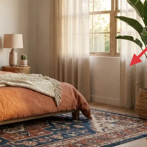 Potted palm plant on floor