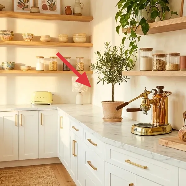 Ceramic canisters and jars on shelves