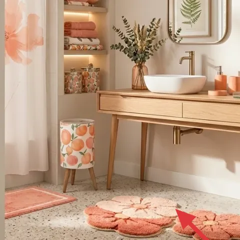 flower-shaped bath mat set