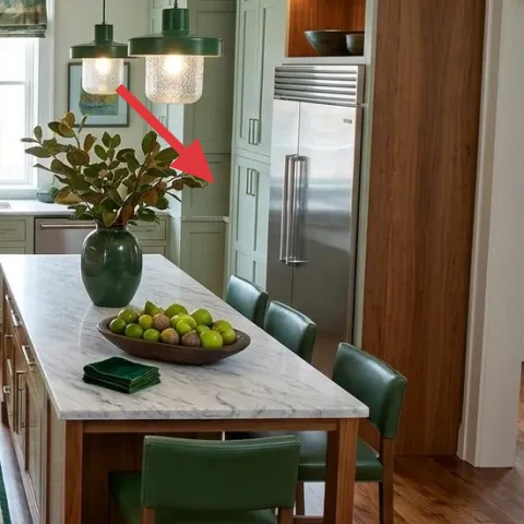 leafy plant in green vase
