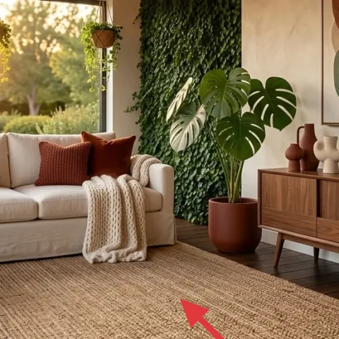 Area rug (8×10 style, beige textured)