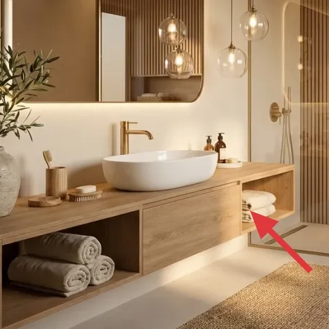 folded bath towels (brown)