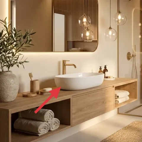 wooden brush on vanity